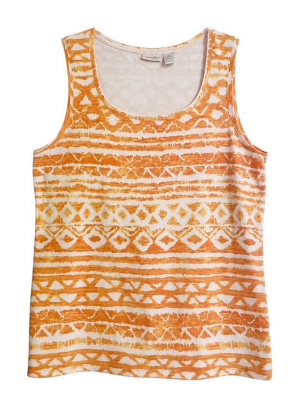 CHICO'S Sleeveless Ribbed Orange White Tank Top - Size Large